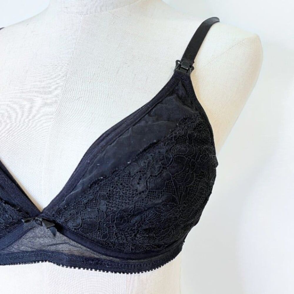 TopShop Black Wireless Bra 36C Lacy Comfortable